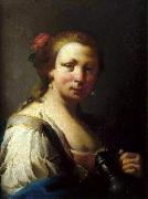 Giovanni Battista Pittoni Mulher com um jarro oil painting on canvas